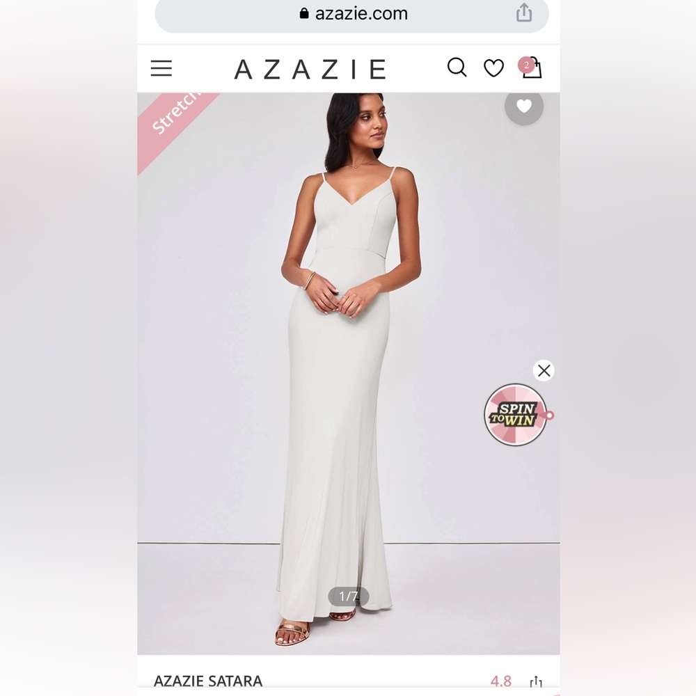 Azazie ivory dress, size A0, satara dress.